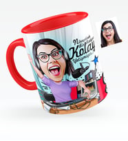 BK Gift Kişiye Özel Bayan Radyocu Karikatürlü Kırmızı Kupa Bardak  1