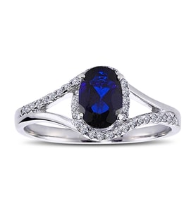 Lova Pırlantalı Oval Safir Yüzük - 1030160