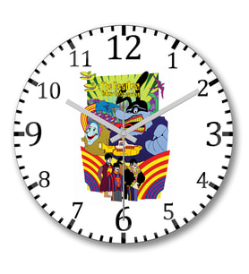 Beatles Yellow Submarine Duvar Saati Bombeli Gercek Cam