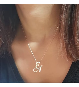 Kişiye Özel Harfli Gümüş Kolye Özel Gün Hediyesi (Gold)