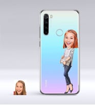 BK Gift Kişiye Özel Bayan Karikatürlü Xiaomi Redmi Note 8 İnce Şeffaf Silikon Telefon Kapağı-11 (Beyaz)