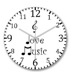 I Love Music1 Duvar Saati Bombeli Gercek Cam