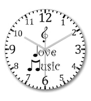 I Love Music1 Duvar Saati Bombeli Gercek Cam