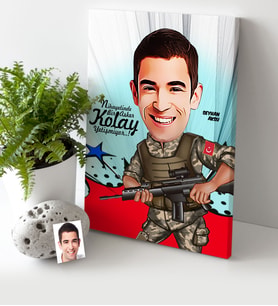 BK Gift Kişiye Özel Asker Karikatür Kanvas Tablo 30x50cm 1