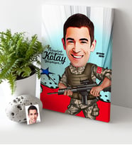 BK Gift Kişiye Özel Asker Karikatür Kanvas Tablo 30x50cm 1