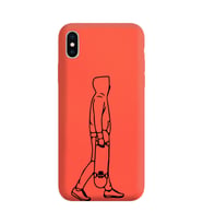 Iphone X Çizgi Tasarımlı Turuncu Lansman Telefon Kılıfı