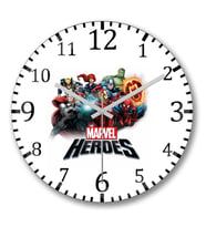 Marvel Heroes Duvar Saati Bombeli Gercek Cam