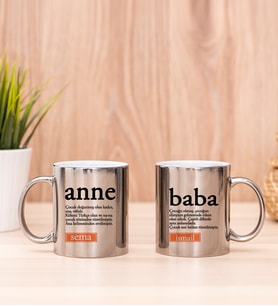 Anne Baba Kelime Anlamı İkili Silver Kupa Bardak