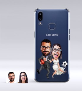 BK Gift Kişiye Özel Sevgililer Karikatürlü Samsung Galaxy A10s İnce Şeffaf Silikon Telefon Kapağı-15 (Beyaz)
