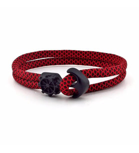 SİYAH ÇAPA KIRMIZI PARACORD ERKEK BİLEKLİK BT259