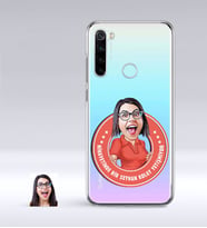 BK Gift Kişiye Özel Bayan Kolay Yetişmiyor Karikatürlü Xiaomi Redmi Note 8 İnce Şeffaf Silikon Telefon Kapağı-3 (Beyaz)