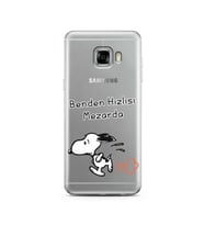 Snoopy Tasarımlı Süper Şeffaf Silikon Telefon Kılıfı Samsung C5  