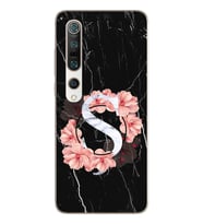 Mermer Çiçekli Harf Tasarım Süper Şeffaf Silikon Telefon Kılıfı Xiomai Mi10- Mi 