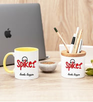 Spiker Sarı Kupa Bardak Ve Kalemlik Hediye Seti