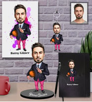 Kişiye Özel Sporcu Karikatürlü 5 li Hediye Seti Bay-12