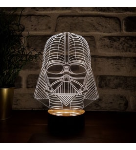 3d Darth Vader Hediyesi 3 Boyutlu Helmet Face Led Gece Lambası Ahşap Taban 7 Farklı Işık Renkli