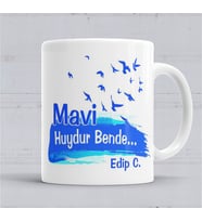 Edip C Mavi Huydur Bende Edip C Kupa Bardak Porselen