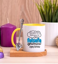 Felsefe Öğretmeni Ahşap Altlıklı Sarı Kupa Bardak