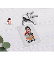 BK Gift Kişiye Özel Erkek Gamer Karikatürlü Şeffaf Pleksi Anahtarlık-1 (Beyaz)