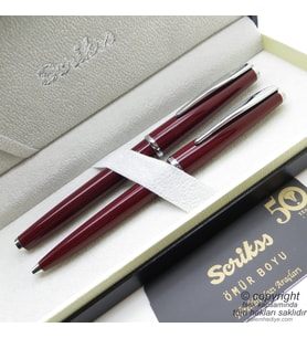 Scrikss 33 Bordo Dolma Kalem + Tükenmez Kalem Set  Scrikss Kalem  İsme Özel Kalem  Hediyelik Kalem