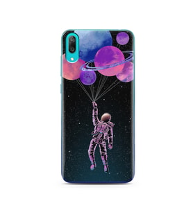Uzay Balon Tasarım Süper Şeffaf Silikon Telefon Kılıfı Huawei Y7 Pro 2019