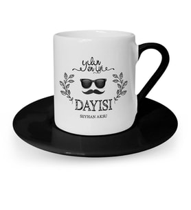 BK Gift Kişiye Özel Yılın En İyi Dayısı Siyah Türk Kahvesi Fincanı