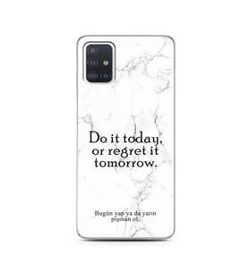 Samsung A51 Beyaz Mermer Söz Tasarımlı Telefon Kılıfı