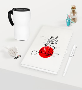 BK Gift Kişiye Özel Avukat Temalı Beyaz Defter Kalem ve Termos Mug Seti - 11 (Model 1)