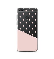 Çapraz Pembe Tasarımlı Süper Şeffaf Silikon Telefon Kılıfı Huawei P Smart 