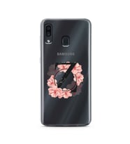 Pembe Çiçekli Harf Tasarım Süper Şeffaf Silikon Telefon Kılıfı Samsung A30 Z-Har