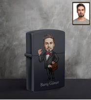 Kişiye Özel Avukat Karikatürlü UV Baskılı Siyah Benzinli Çakmak Bay-1