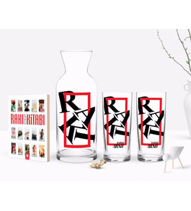 BK Gift Kişiye Özel Renkli Baskılı Rakı Tasarımlı İkili Rakı Bardağı Karaf ve Cep Kitabı Hediye Seti-3 (Model 1)