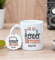 Rehber Öğretmen Beyaz Kupa Bardak Ve Anahtarlık Set