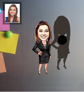 Kişiye Özel Patron Karikatürlü Ahşap Magnet Bayan-21