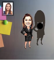 Kişiye Özel Patron Karikatürlü Ahşap Magnet Bayan-21