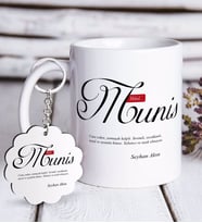 BK Gift Kişiye Özel Mânâ Munis Beyaz Kupa ve Anahtarlık Hediye Seti (Model 1)