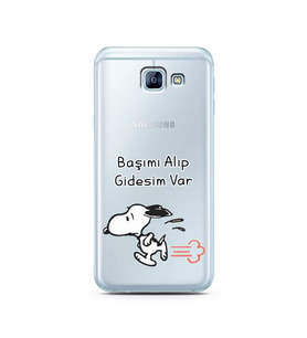 Snoopy Tasarımlı Süper Şeffaf Silikon Telefon Kılıfı Samsung A8 (2016)  