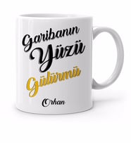 BK Gift Kişiye Özel Garibanın Yüzü Gülür Mü Tasarımlı Beyaz Kupa Bardak-1