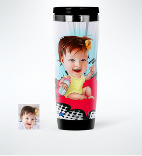 BK Gift Kişiye Özel Kız Bebek Karikatürlü Çelik Termos Bardak  1