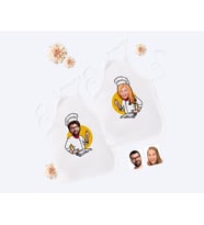 BK Gift Kişiye Özel İkili Erkek ve Kadın Chef Karikatürlü Beyaz Mutfak Önlüğü Seti-12