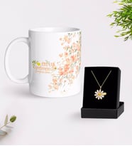 BK Gift Kişiye Özel Papatya Temalı En İyi Öğretmen Kupa Ve Papatya Kolye Hediye Seti-2 (Model 1)