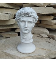Büyük Boy Alçı 32 cm Boyunda Davut Büst Biblo Dekoratif Heykel (Beyaz)