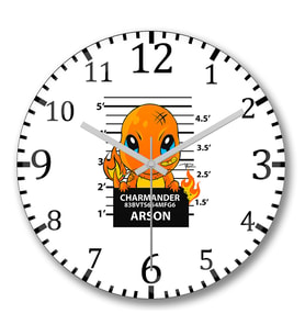 Charmander Bad Boy Pokemon Duvar Saati Bombeli Gercek Cam