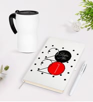 BK Gift Kişiye Özel Yılbaşı 2024 Temalı Beyaz Defter Kalem Termos Mug Seti