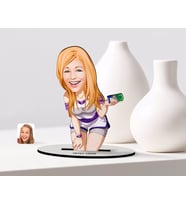 BK Gift Kişiye Özel Kadın Karikatürlü Ahşap Biblo Model-36 (Beyaz)