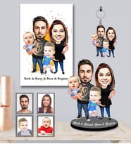 Kişiye Özel Aile Karikatürlü 3 lü Hediye Seti  Mod-2