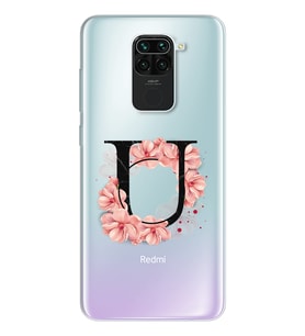 Pembe Çiçekli Harf Tasarım Süper Şeffaf Silikon Telefon Kılıfı Xiomai Redmi Note