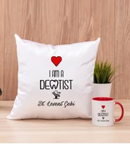 Dentist Kare Yastık ve Kırmızı Kupa Bardak