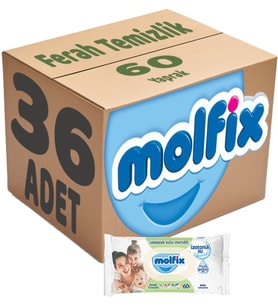 Molfix Islak Havlu Mendil İzotonik Ferah Temizlik 36 Lı set 60 Yaprak Plastik Kapaklı
