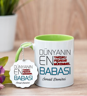 Dünyanın En İyi Babası Yeşil Kupa Ve Anahtarlık Set
